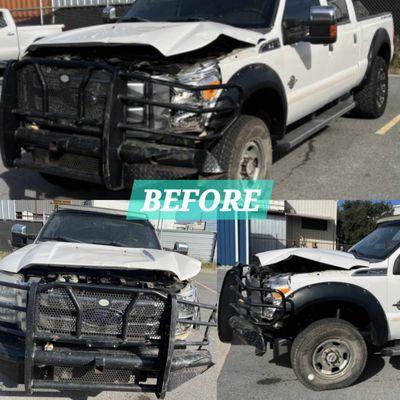 Ford F-150 Platinum came in to get serviced for its damages. Here is the Before Photo