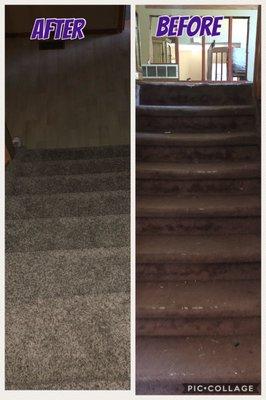 Stairs before and after carpet