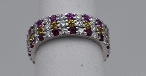 Platinum Stackable Diamond and Birthstone Mother Rings