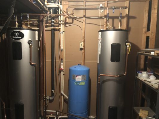 Water heater with storage tank installation