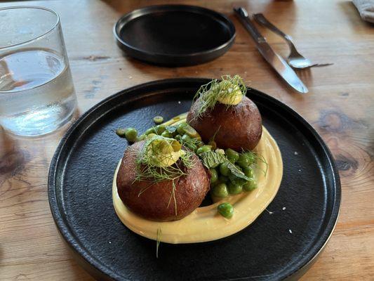 Halibut head doughnuts w a very tasty sauce