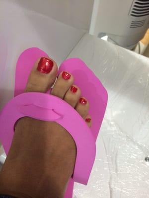 Wonderful pedicure!! Love the bright red