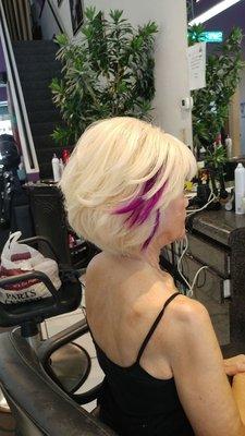 Short extentions for fullness with purple feathering #texture