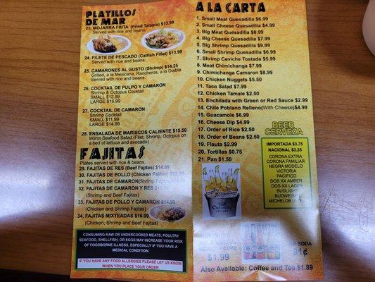 menu