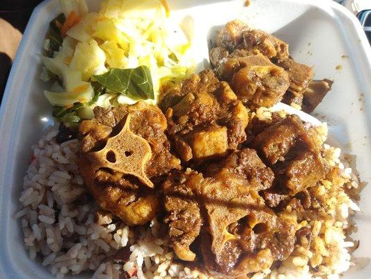 Oxtails with Rice and Beans and Pikliz