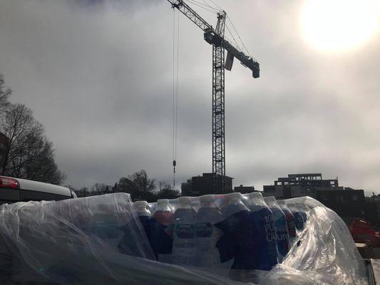 Delivering water to a jobsite.