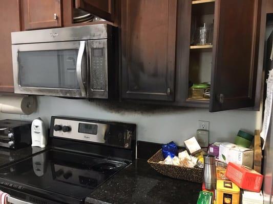 Kitchen fire--Smoke damage