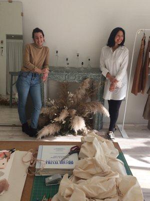 Inside their atelier are designers Val, left and Anna, right.