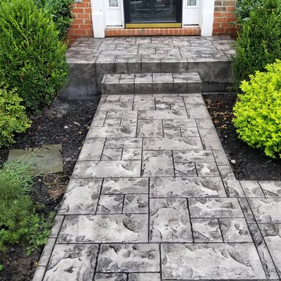 Stamped concrete walkway