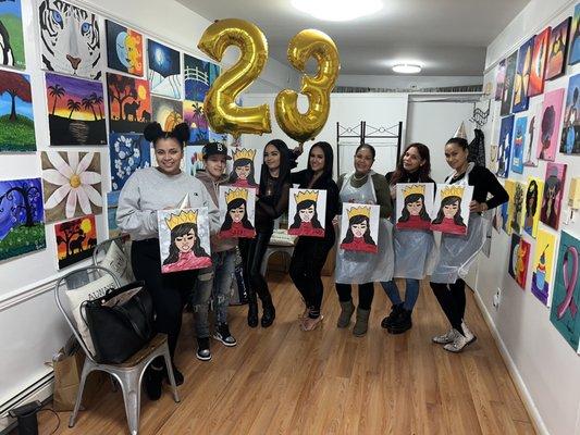 Girls Paint N Sip bday celebration