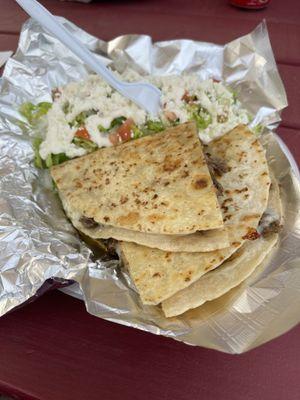 Steak quesadilla-definitely worth it!! Cheesy and packed with steak!  A must try!