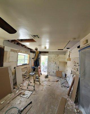 Demolition process during kitchen remodel