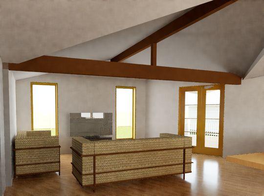 3d rendering of raised ceiling living space