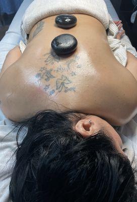 Hot stone back facial