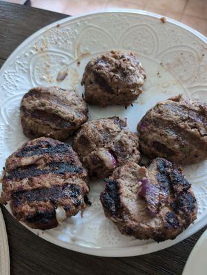 Ground lamb burgers