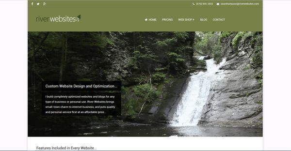 My current website with animated flowing waterfall. This is our local swimming hole, right up the street. - https://riverwebsites.com