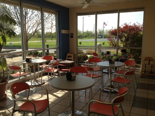 Gorgeous eating area for a service station!