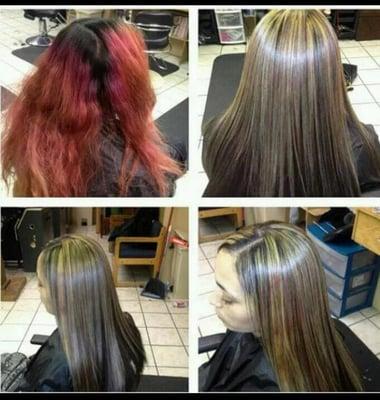 Client came in for color correction n treatment. What haooens when u let friends color your hair...