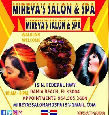 ALL TYPES OF HAIR DESIGNS ARE TREATED FOR YOUR SPECIAL EVENTS
BOOK YOUR APPOINTMENT
With Mireya 
954.505.3604