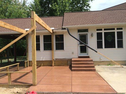 Concrete Steps And Patio!!! Color only with a light broom finish