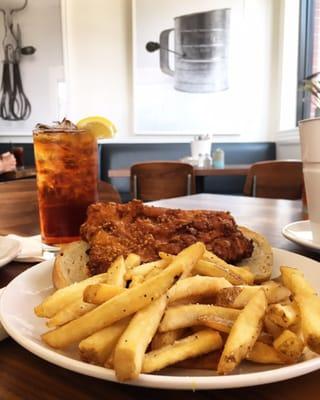 Fish sandwich and sweet tea