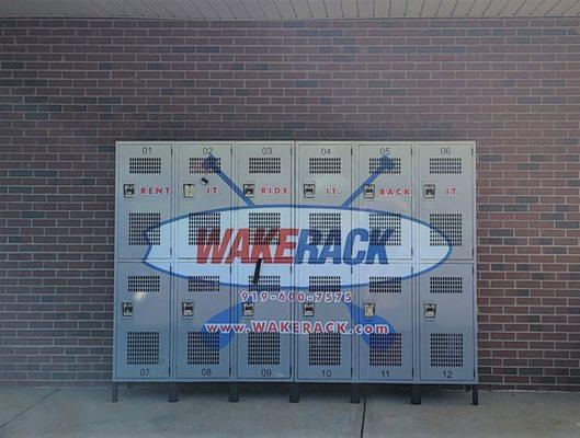 Falls Lake lockers at Marathon gas station