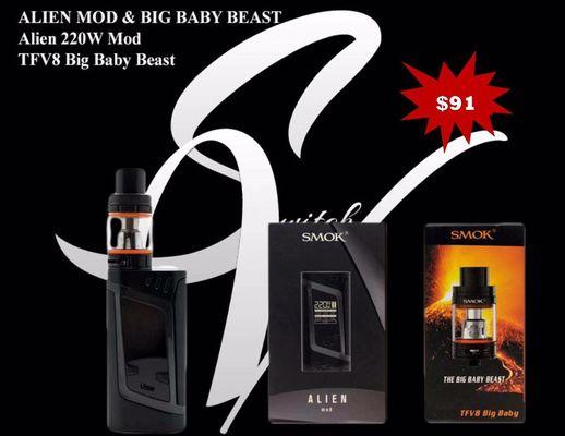 SMOK Alien 220w Mod and TFV8 Big Baby Beast.