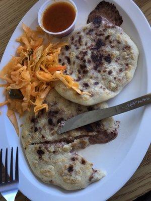 Delicious pupusas bean cheese love it it's my favorite dish from El Salvador very authentic tasting