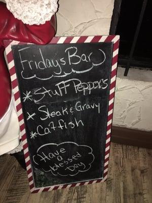 Tonight the Friday's buffet bar menu.