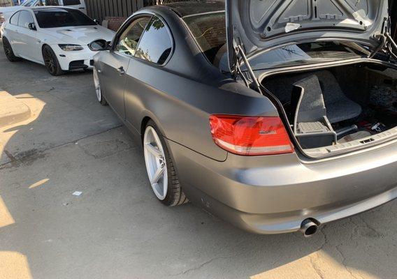 Bmw wrapped in Avery charcoal gray metallic