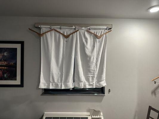 I had to improvise seeing that blinds were NOT included/covered with the cost of the room.