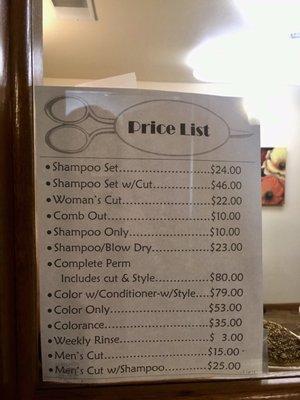 Hair menu