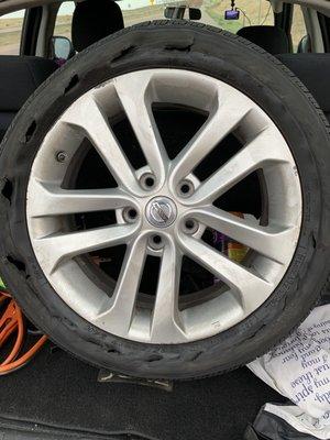 The broken tire