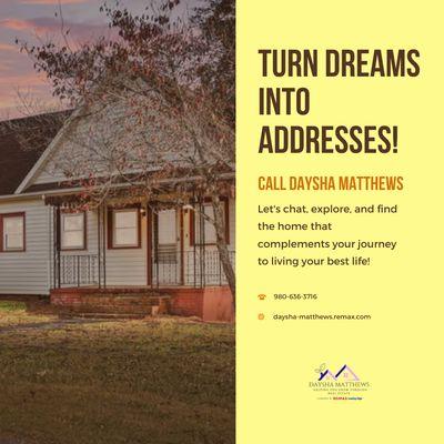 Unlock Your Dream Home Explore stunning listings and turn dreams into addresses with our personalized real estate solutions. Let's chat