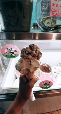 Fudge and salted caramel! (this was just 2 scoops)