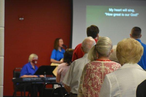 Each Sunday we gather to worship in-person and online. A typical service includes uplifting music, and a practical message.