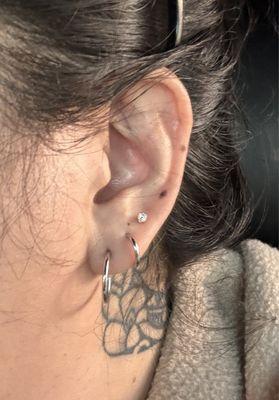 Top hole was the new piercing ($75 for the studs) promo was a free piercing.