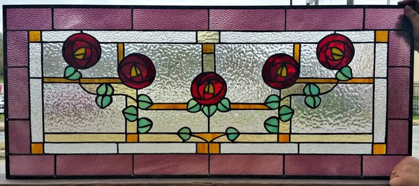 Stained Glass Transom Window - Victorian Simplicity - Design 3 (W-76)