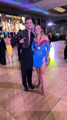 PRO DANCE LA instructor with his Pro/Am Student during Hollywood Dancesport Championship 2023