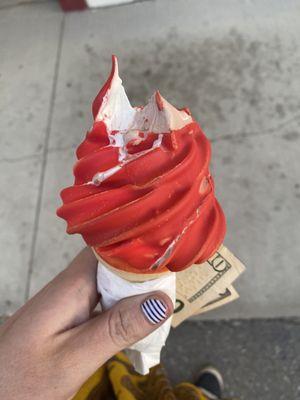 Cherry dipped baby twist cone