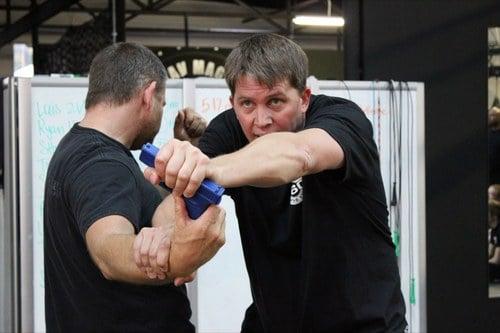 North American Director Alan Predolin demonstrating gun defense....... Alan is North American Director for Krav Maga Global.