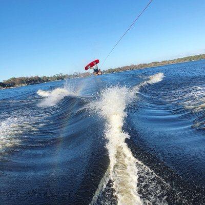 Wakeboarding behind the Nautique G23