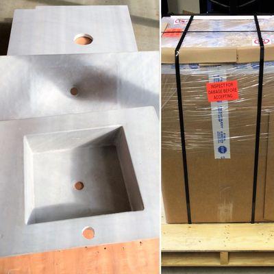 Unique cement sinks and countertop shipping to Brooklyn. Check out our friends @woodandstonedesigns