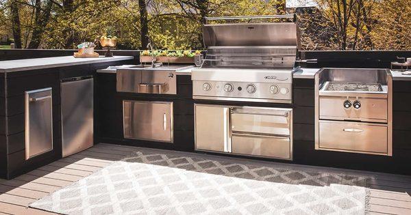 Barbeques Galore Turbo  Elite Built In Gas Grill Outdoor Kitchen Island