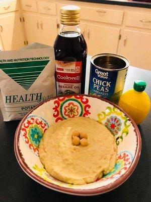 Homemade hummus using potato meal replacement