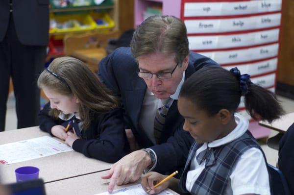 State Senator Dan Patrick visited Cathedral School of Saint Mary in December.