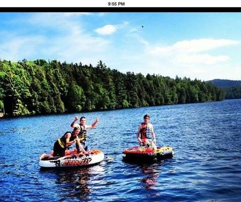 Great family fun tubing on lake placid