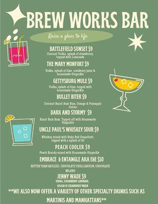 Distilled product drink menu