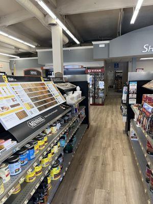 Inside Sherwin Williams Paint Store, Beresford Square Shopping Center, Milpitas, CA.