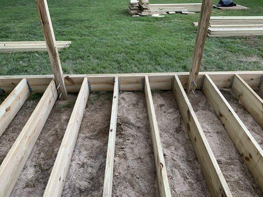 Deck in progress. Joists 16" on center.